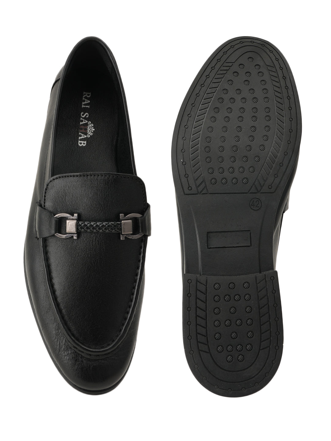 Men's Black Leather Casual Loafers