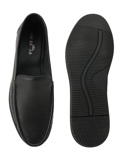 Men's Black Leather Casual Loafers