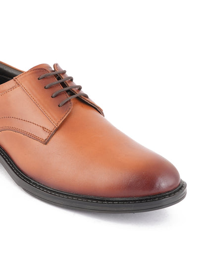 Tan Men Leather Formal Derby Shoes