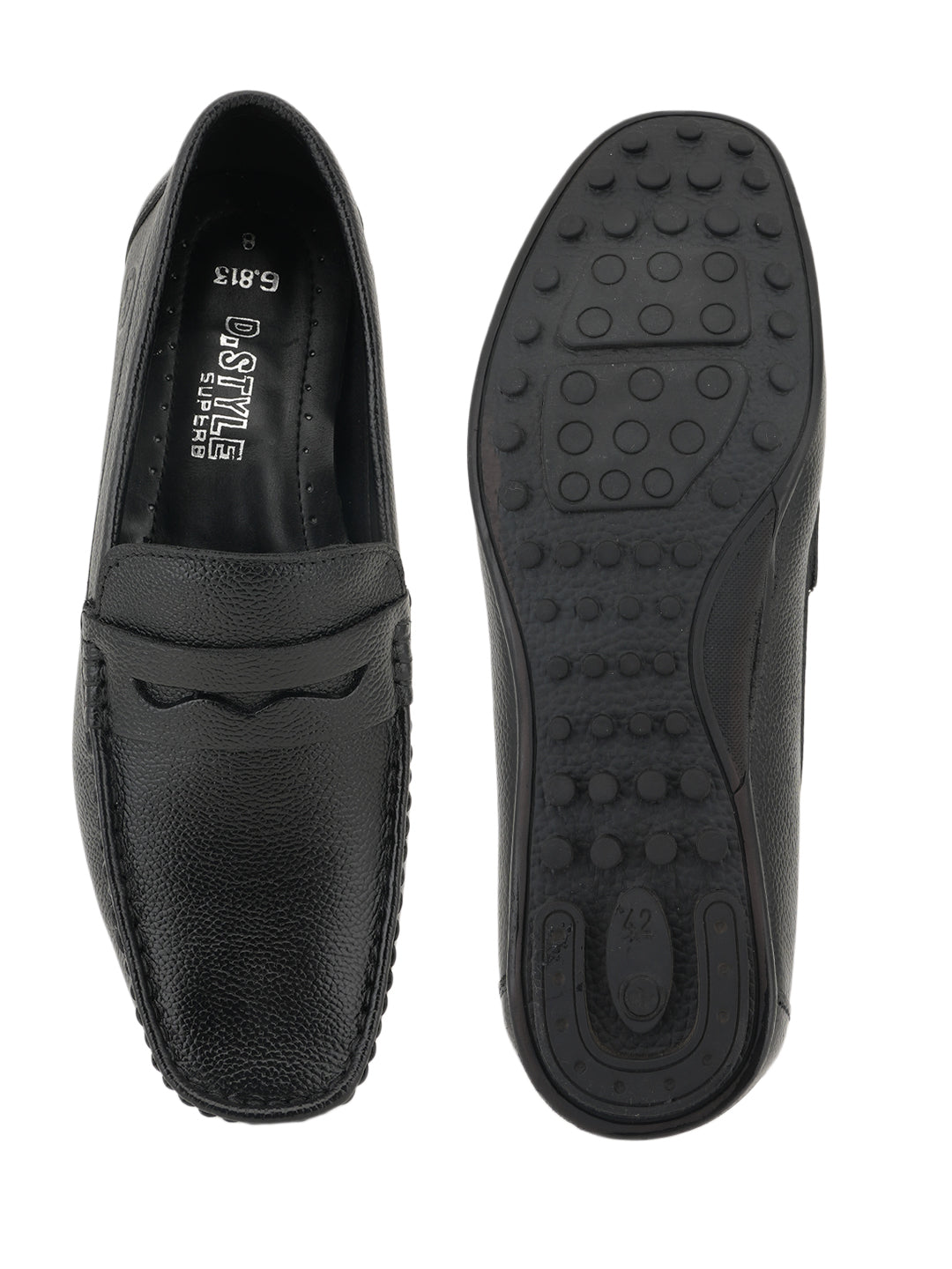 Men's Black Leather Casual Loafers
