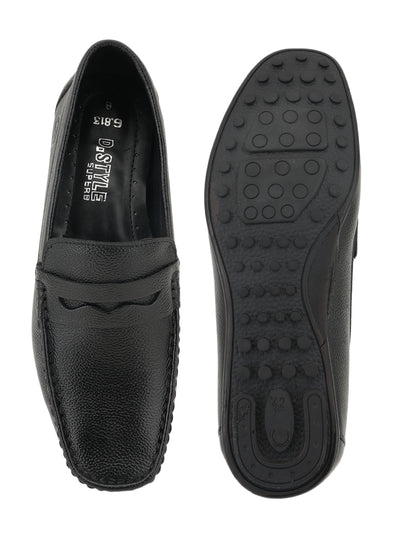 Men's Black Leather Casual Loafers