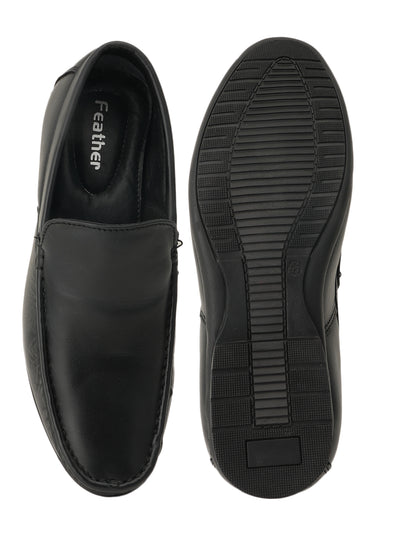 Men's Black Leather Casual Loafers