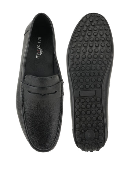 Men's Black Leather Casual Loafers