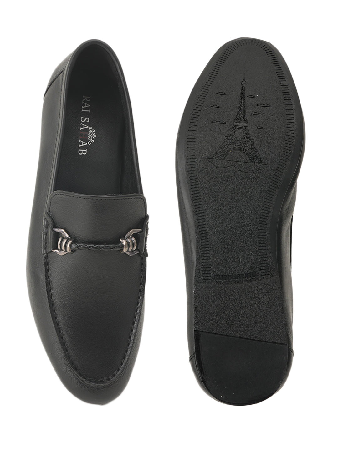 Men's Black Leather Casual Loafers