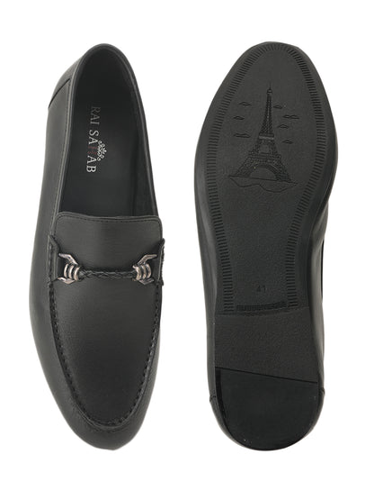 Men's Black Leather Casual Loafers