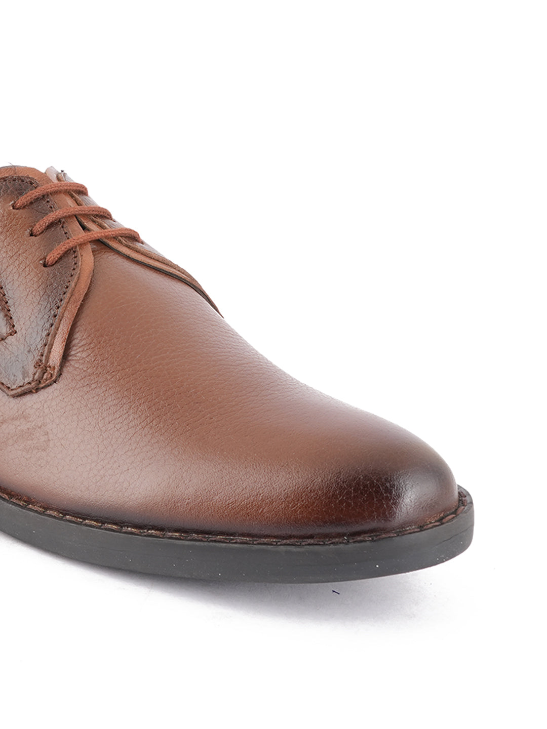 Tan Men Leather Formal Derby Shoes