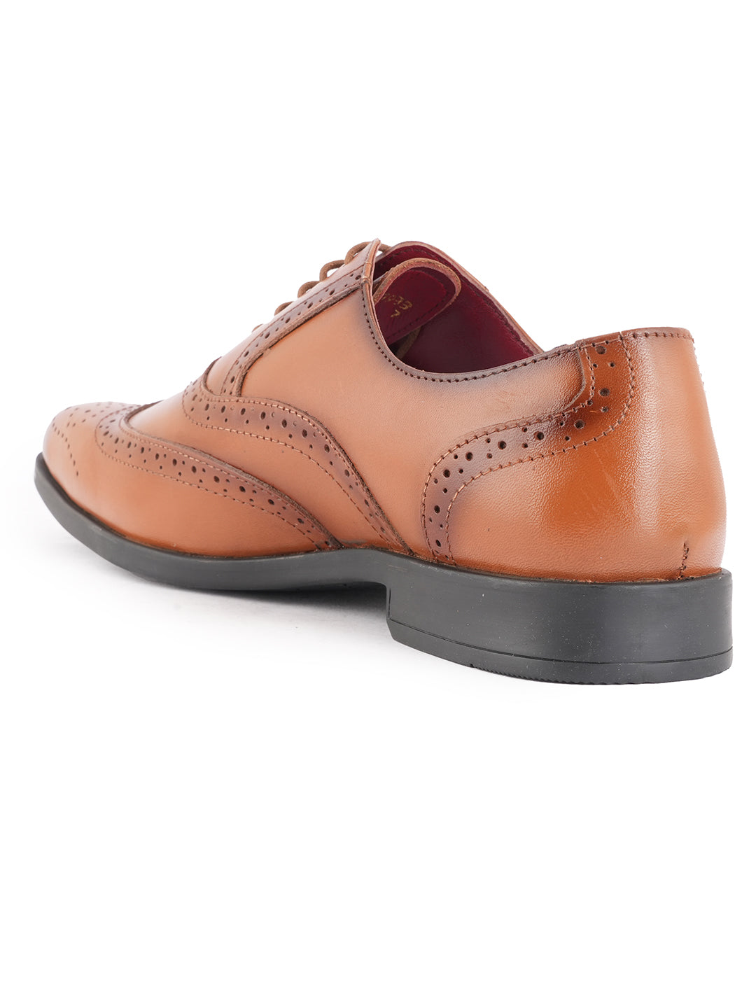 Tan Lace Up Men Leather Formal Brogue Shoes