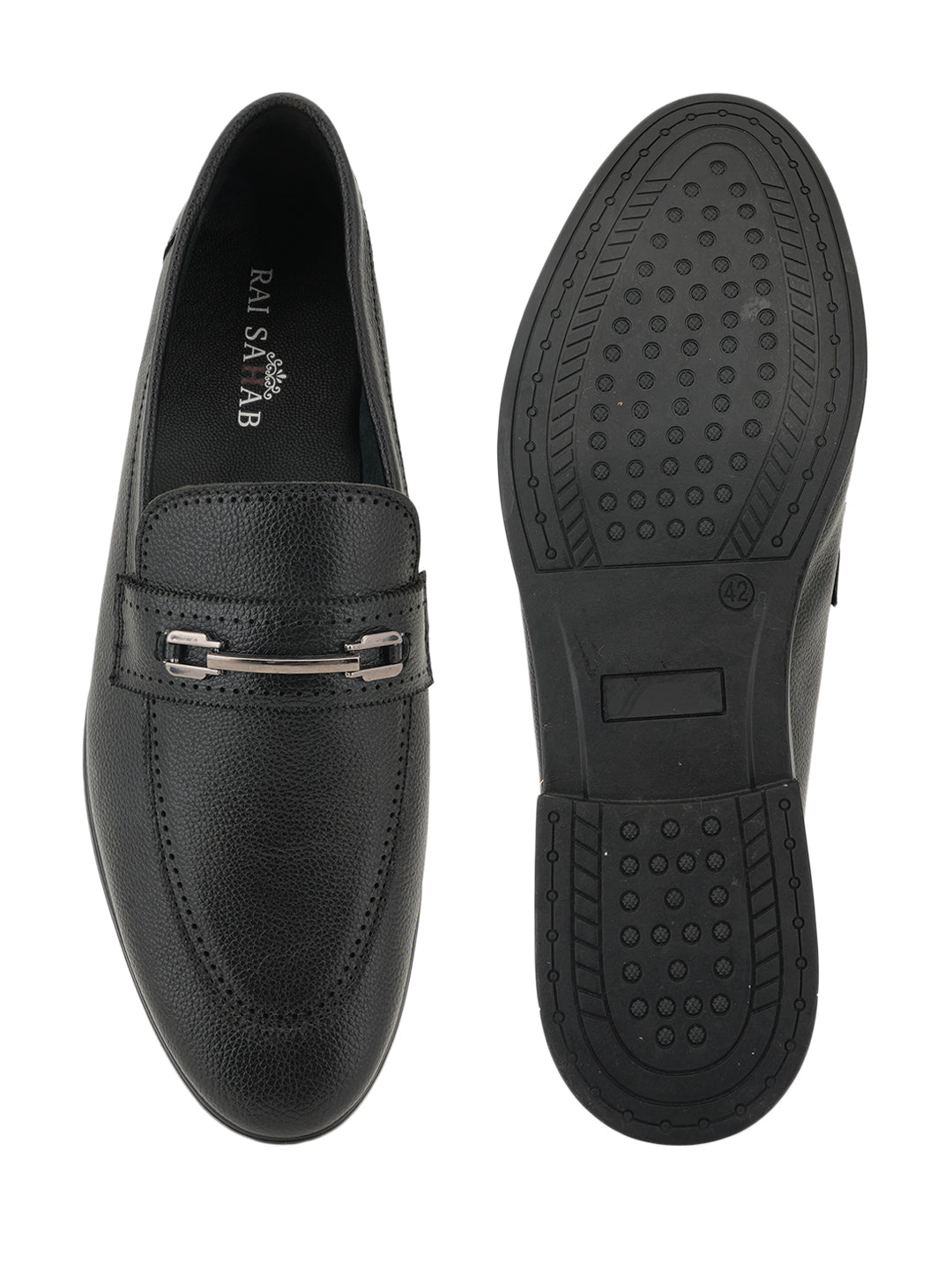 Men's Black Leather Casual Loafers
