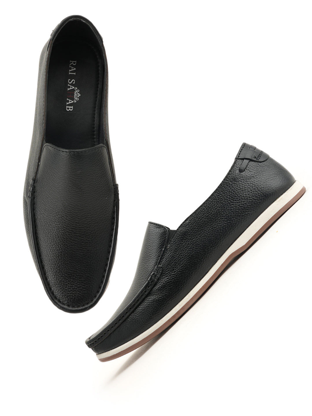 Men's Black Leather Casual Loafers