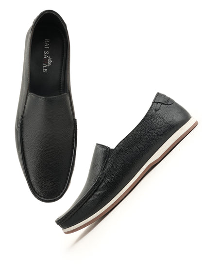 Men's Black Leather Casual Loafers