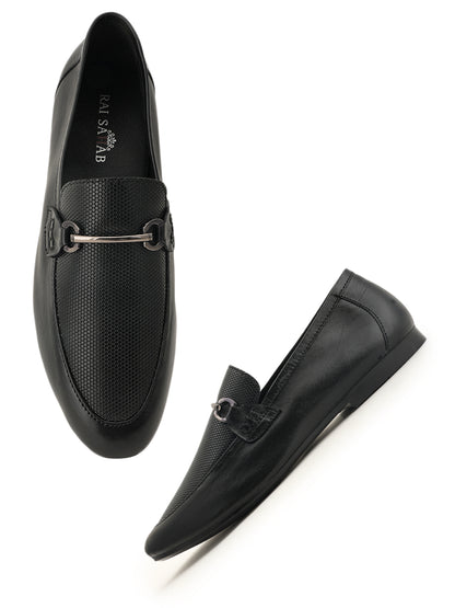 Style Shoes Delhi  Men's Black Leather Casual Loafers