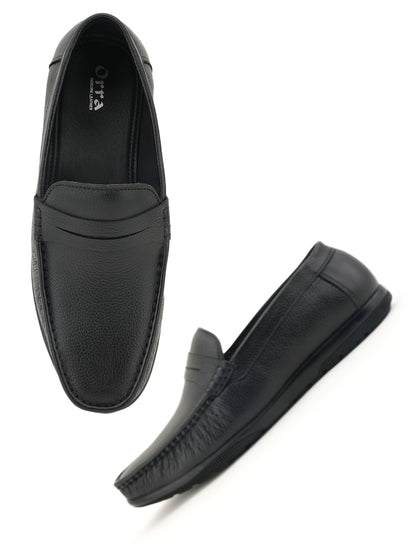 Men's Black Leather Casual Loafers
