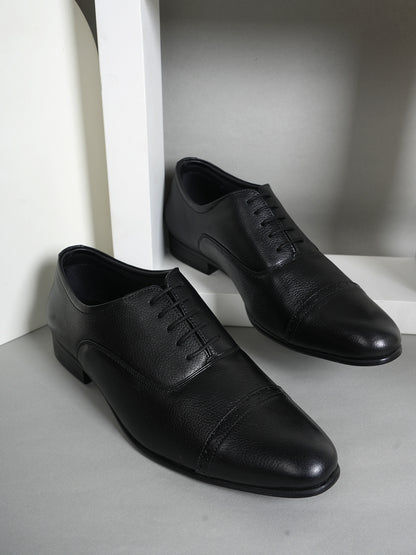 Black Lace Up Men Leather Formal Oxford Shoes