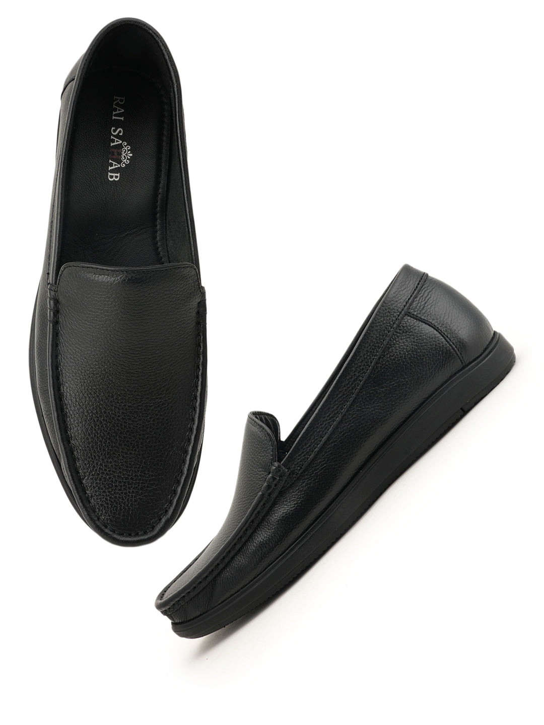 Men's Black Leather Casual Loafers