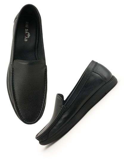 Men's Black Leather Casual Loafers