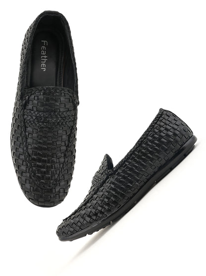 Men's Black Leather Casual Loafers