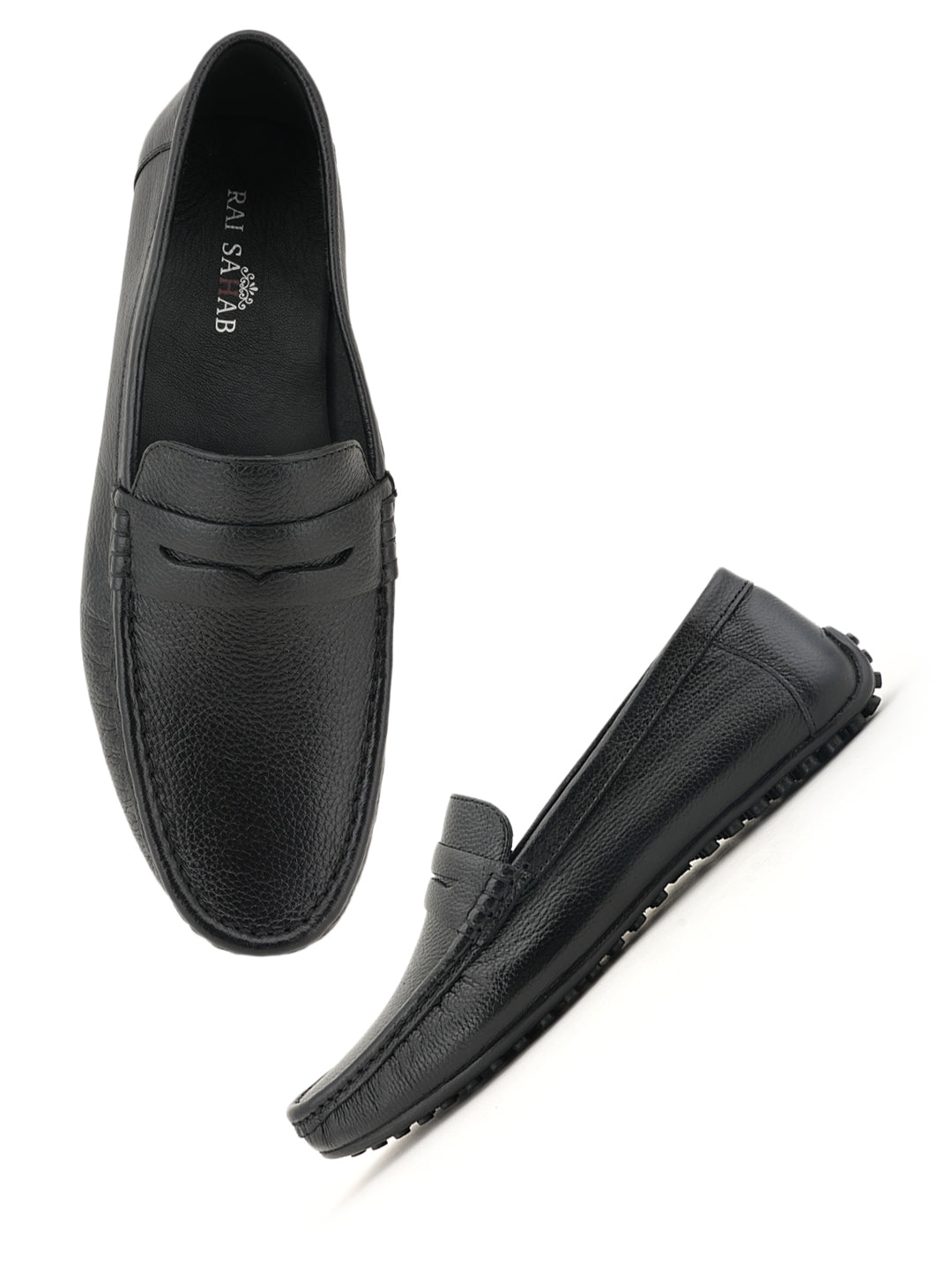 Men's Black Leather Casual Loafers