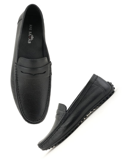 Men's Black Leather Casual Loafers