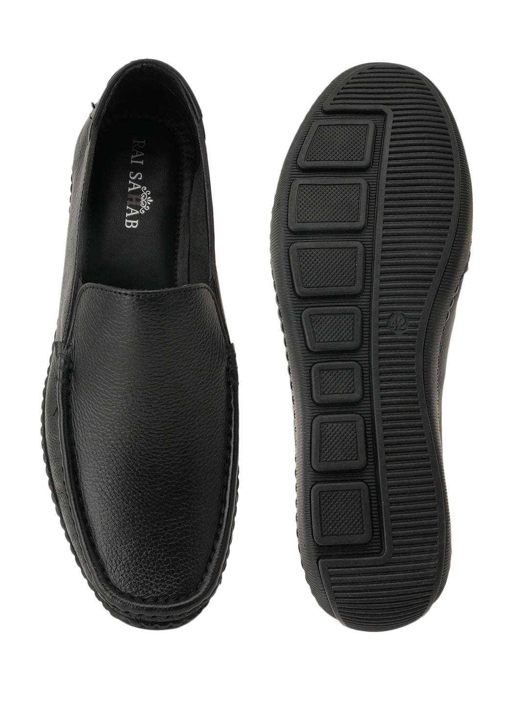 Men's Black Leather Casual Loafers