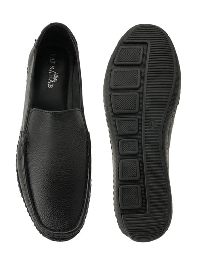 Men's Black Leather Casual Loafers