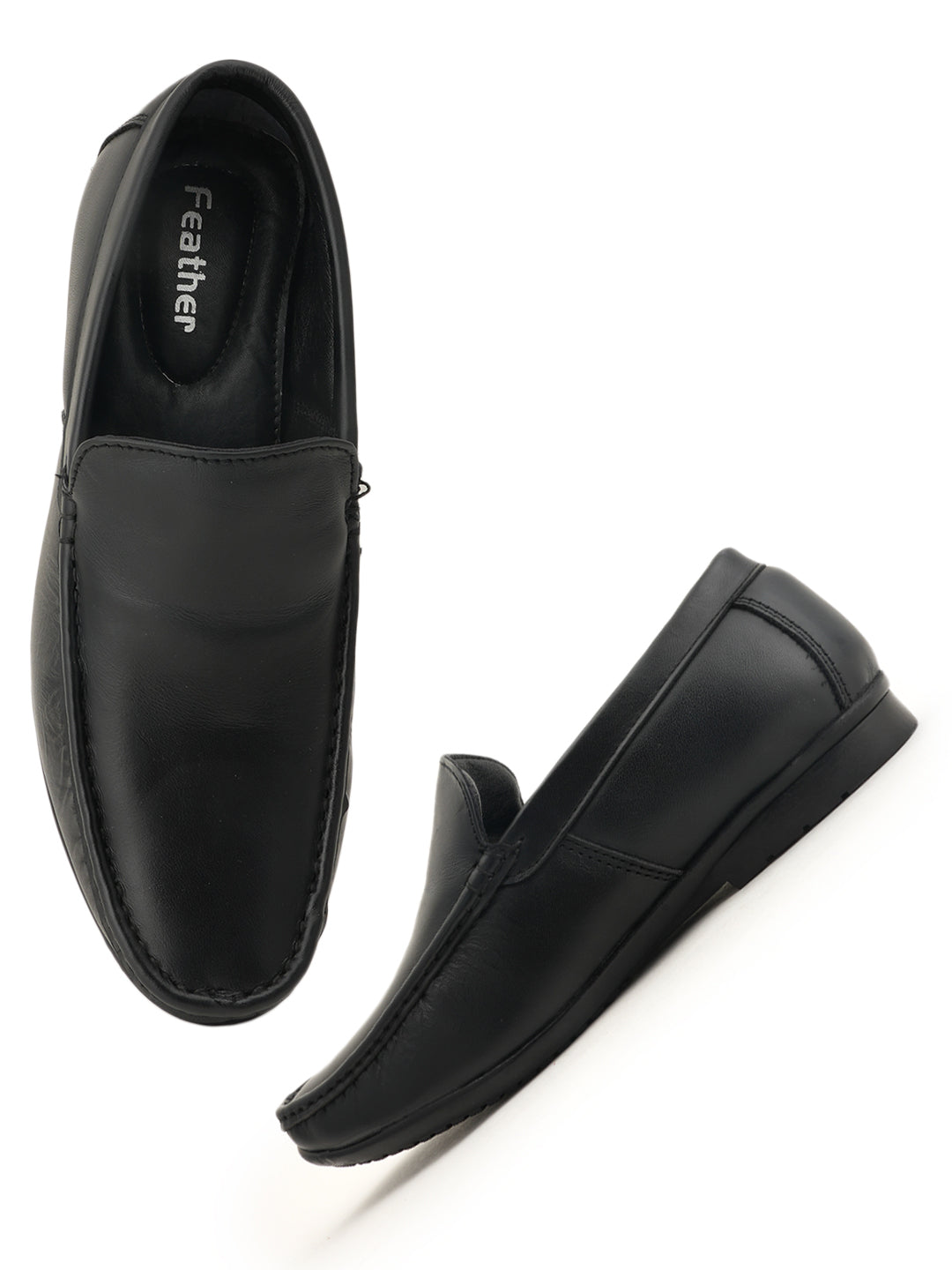 Men's Black Leather Casual Loafers