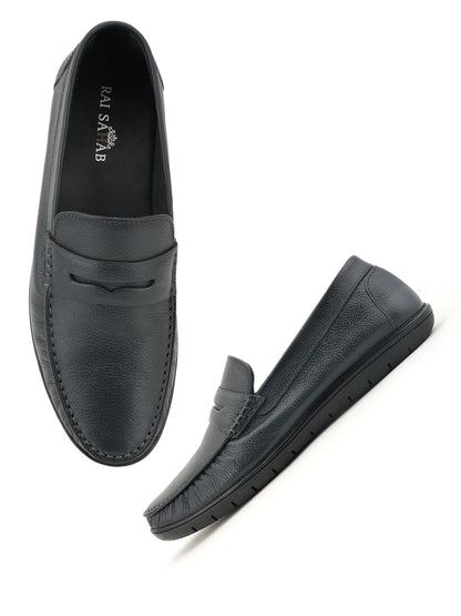 Men's Blue Leather Casual Loafers