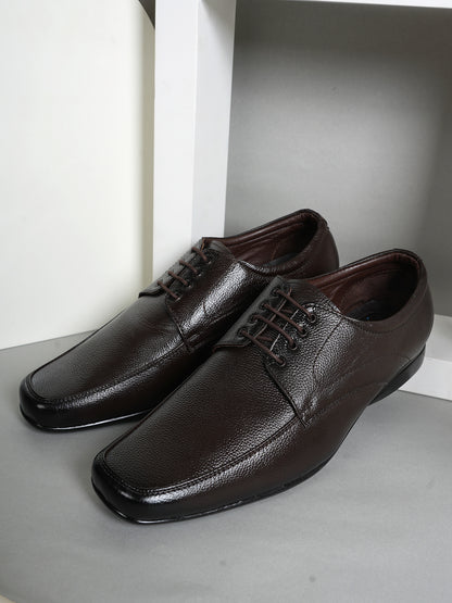 Brown Leather Formal Lace Up Derby Shoes for Men