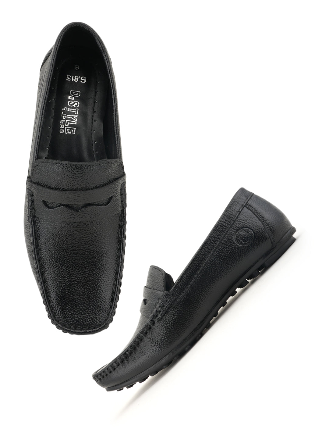 Men's Black Leather Casual Loafers