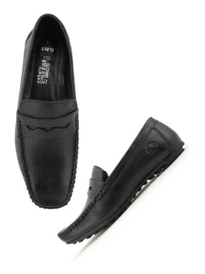 Men's Black Leather Casual Loafers