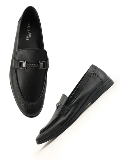 Men's Black Leather Casual Loafers