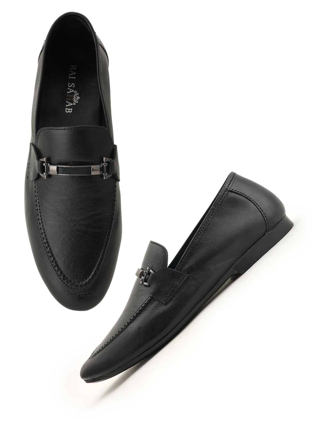 Men's Black Leather Casual Loafers