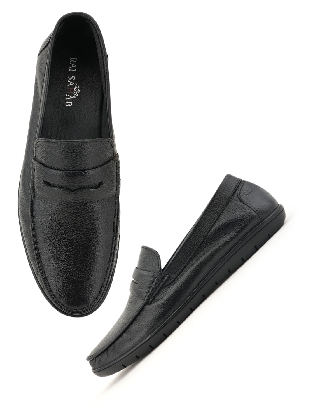 Men's Black Leather Casual Loafers
