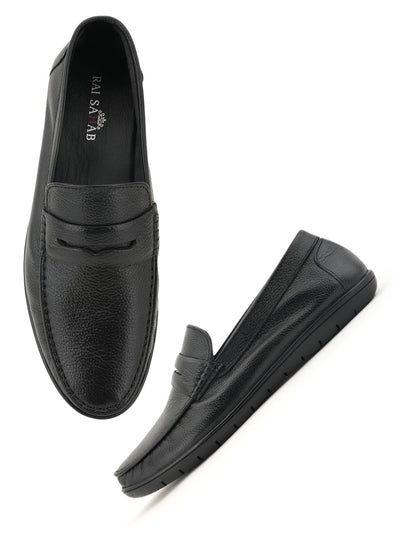 Men's Black Leather Casual Loafers