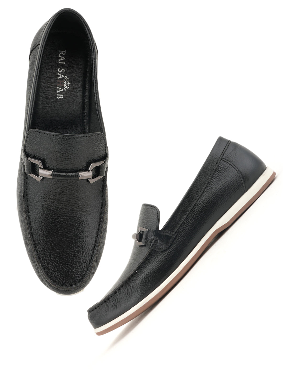 Men's Black Leather Casual Loafers