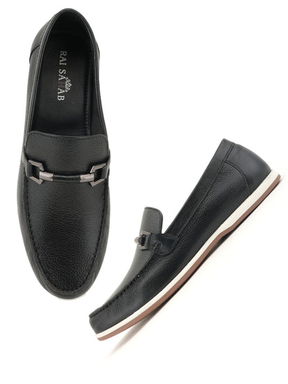 Men's Black Leather Casual Loafers