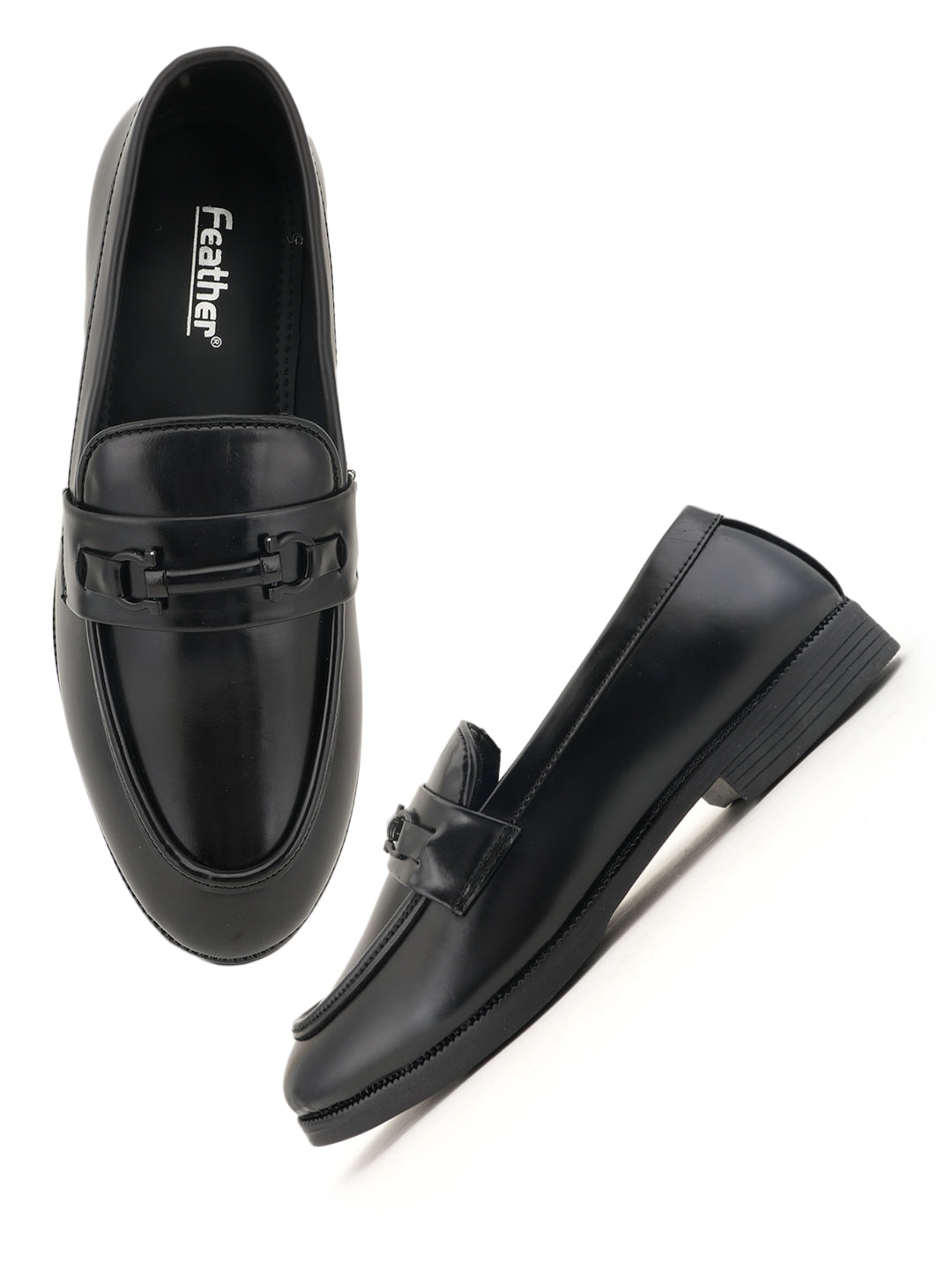 Men's Black Leather Casual Loafers