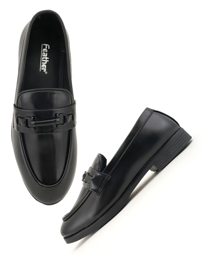 Men's Black Leather Casual Loafers