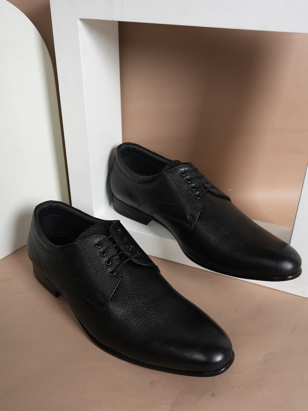 Black Men Leather Formal Derby Shoes