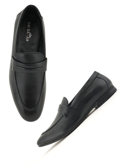 Men's Black Leather Casual Loafers