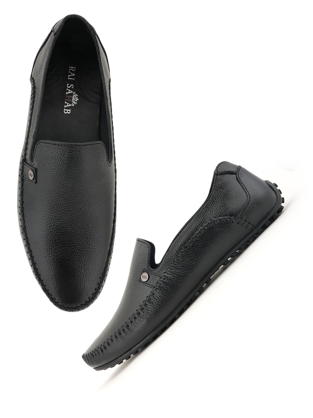 Men's Black Leather Casual Loafers