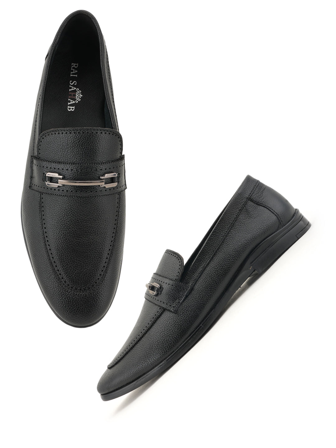 Men's Black Leather Casual Loafers