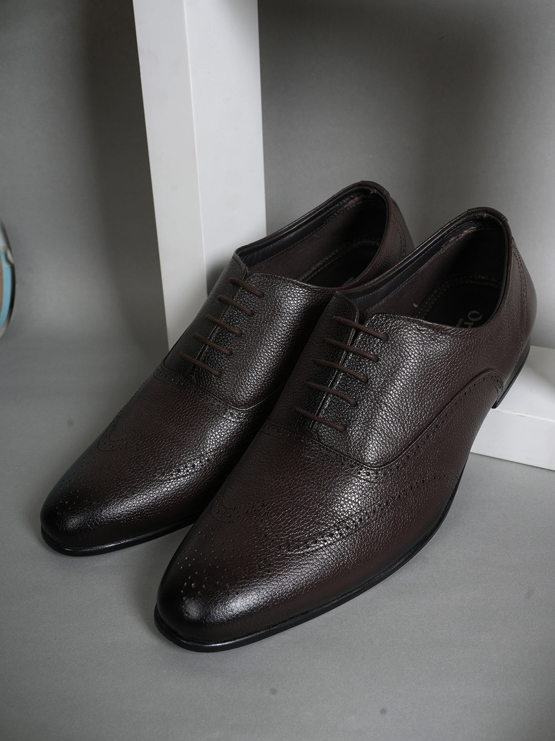 Brown Lace Up Men Leather Formal Brogue Shoes