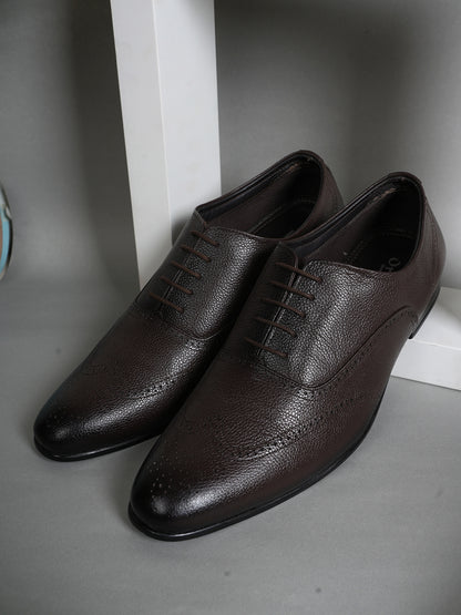 Brown Lace Up Men Leather Formal Brogue Shoes