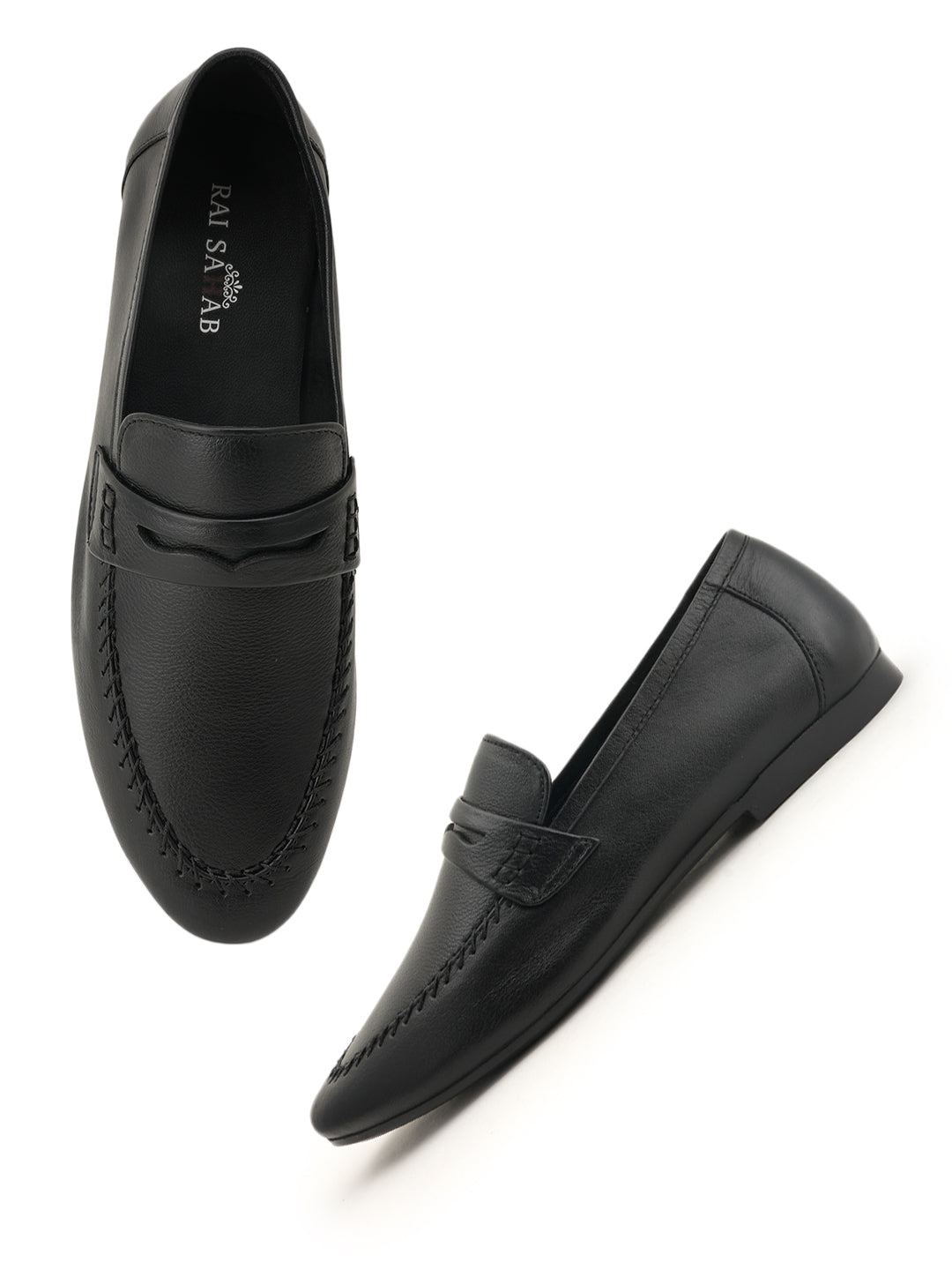 Men's Black Leather Casual Loafers