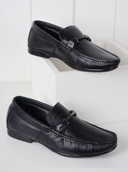 Men's Black Leather Casual Loafers
