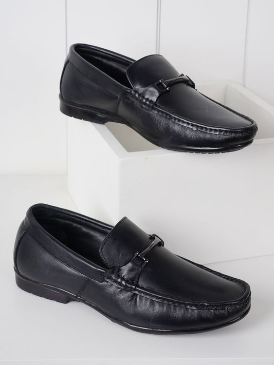 Men's Black Leather Casual Loafers
