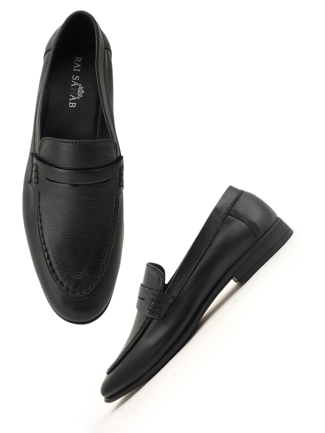 Men's Black Leather Casual Loafers