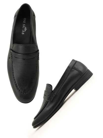 Men's Black Leather Casual Loafers