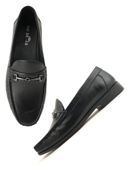 Men's Black Leather Casual Loafers