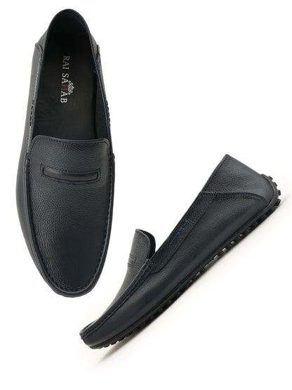 Men's Blue Leather Casual Loafers